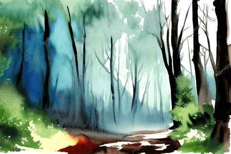 Forest Scene Watercolor · Creative Fabrica