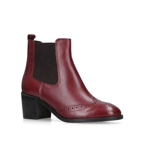 CARVELA SHAKE Ankle Boot In Wine Dark Red Block Heel Chelsea Boots