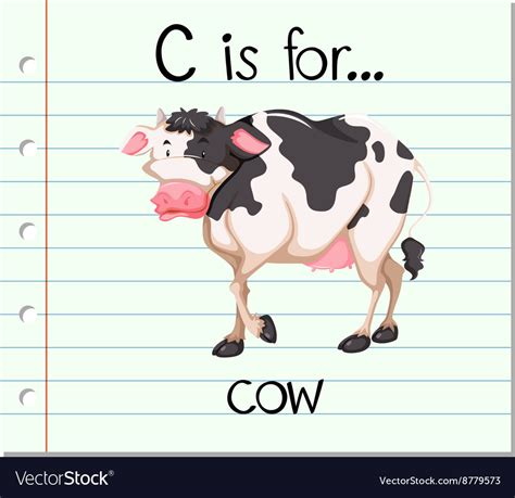Flashcard Letter C Is For Cow Royalty Free Vector Image
