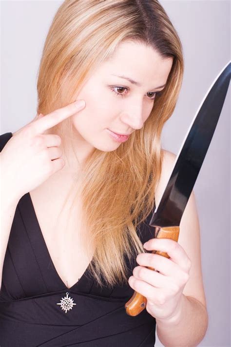 Girl With A Knife Stock Images Image 19964404