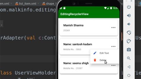 Kotlin Android How To Add In Recyclerview Popup Menu How To Delete And Update Item In