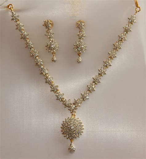 Real Cz Gold Silver Plating Diamond Finish Necklace Imitation Jewellery