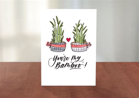 Youre My Bamboo Plant Pun Cards Valentines And Love Etsy