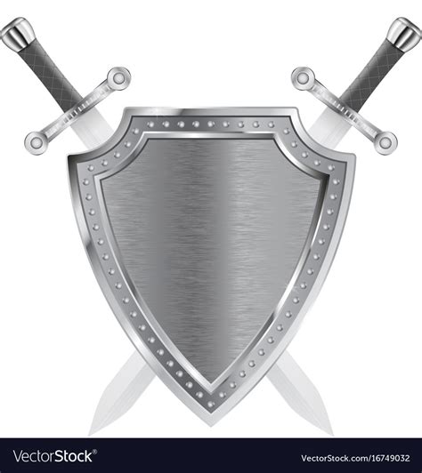 Metal Shield With Crossed Swords Royalty Free Vector Image