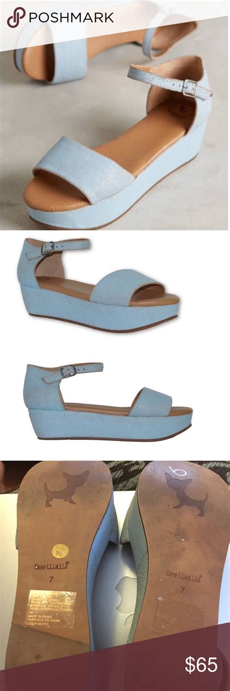 gee wawa daisy platform sandal ban blue size 7 platform sandals sandals leather