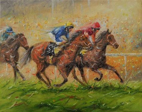 Original Oil Painting On Canvas Horse Racing Horses Jockey Horse