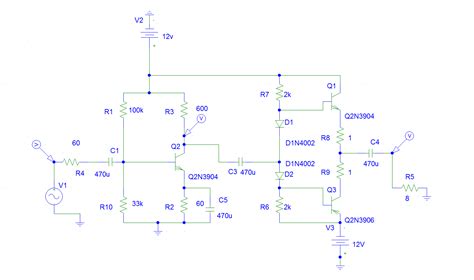 Electrical Audio Amplifier Design Ce Amplifier Class Ab Power Amplifier Itectec