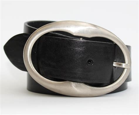 Women S Black Leather Belt With Silver Buckle Perfect For Jeans Made