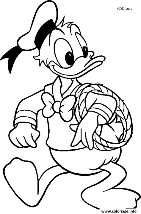 Coloriage Donald Avec Une Corde Disney Dessin Donald Duck à Imprimer