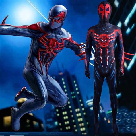 cyberpunk spider man 2099 miguel o hara costume avec masque amovible cosplay boutique