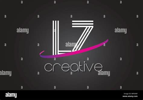 lz l z letter logo with lines design and purple swoosh vector letters illustration stock vector