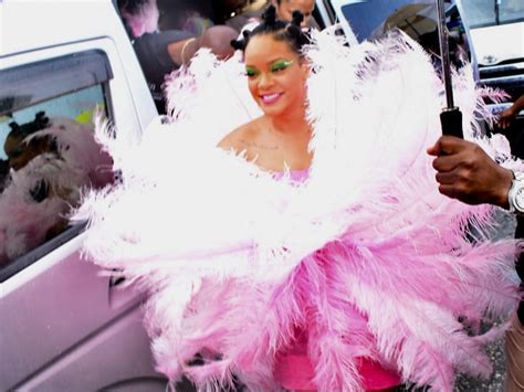 rihanna ruffles feathers at crop over carnival in barbados heard zone