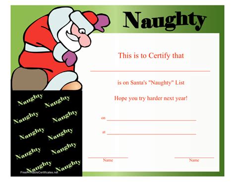 Naughty List Certificate Free Printable Printable Templates