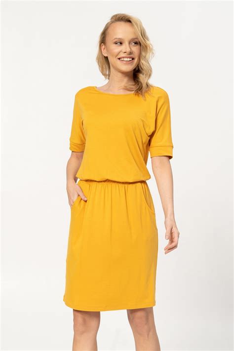Casual Dress Sport Style Yellow Żółty Womens Medical Clothing