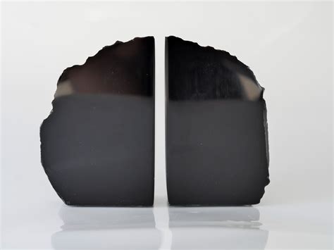 Polished Obsidian Bookends Black Crystal Bookend Set Etsy