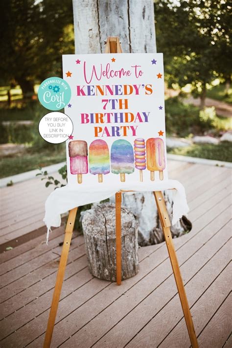 Popsicles Party Welcome Sign Template Popsicles Birthday Party Pop On
