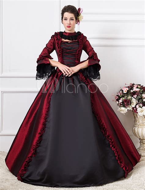 Dark Red Victorian Lolita Ball Gown Chic Satin Costume Buy Online