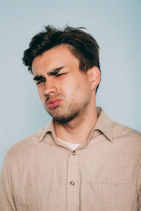 Man Cringe Disgust Nausea Facial Expression Stock Image Image Of Mood