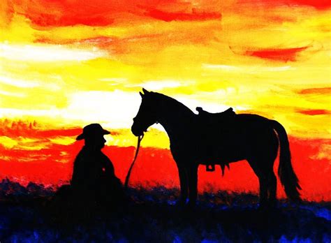 A Cowboys Sunset Painting By Sheri Lynn Marean Pixels