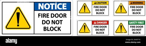 Fire Door Do Not Block Sign On White Background Stock Vector Image