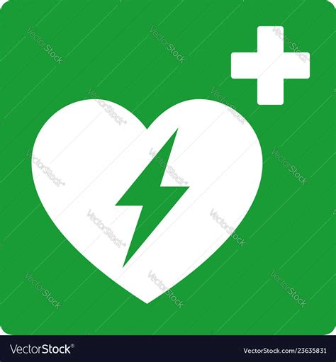 Green Automated External Defibrillator Aed Sign Vector Image