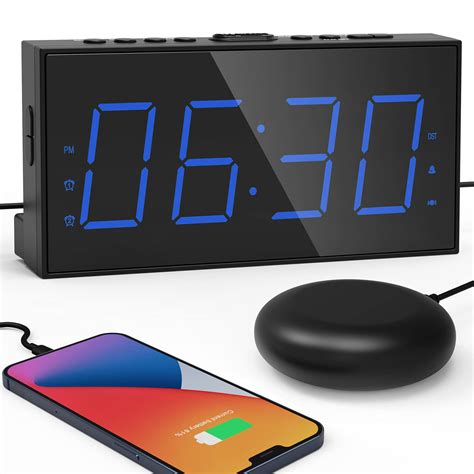 Extra Loud Alarm Clock With Bed Shaker 75 Large Led Display With 5