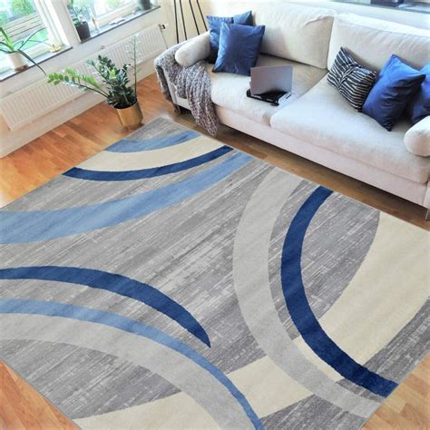 Hr Abstract Rugs Luxury Livingroom Carpet Modern Contemporary 5x7 Blue