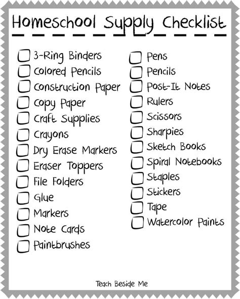 Homeschool Supply Checklist Teach Beside Me Homeschool Checklist