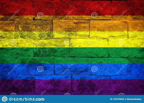Rainbow Flag Painted On A Brick Wall Stock Illustration Illustration