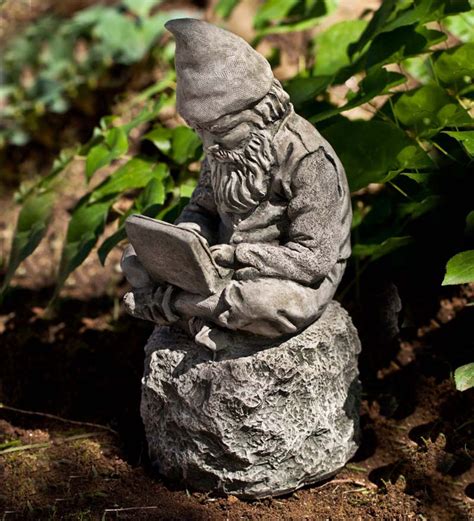 Made In America Cast Stone Computer Gnome Garden Statue Plowhearth