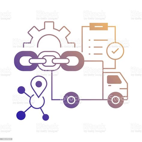 Vector Set Of Illustration Supply Chain Management Concept Line Art