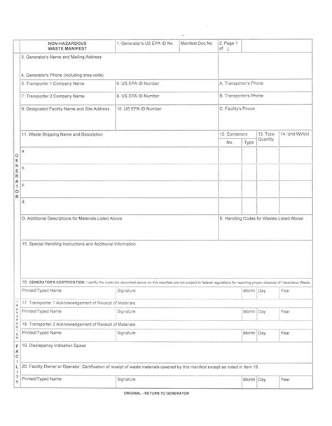 Non Hazardous Manifest Form ≡ Fill Out Printable Pdf Forms Online