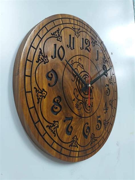 Wooden Wall Clock Large Wall Clock Personalized Wood Slice Etsy