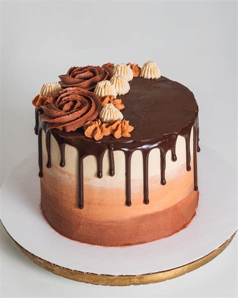 Ombre Cake With Salted Caramel Buttercream Chocolate Sponge And A Chocolate Ganache Drip