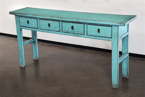 Is located in bertram texas (a stone's throw from austin). Turquoise console entry hallway sofa table with drawers - Console Tables