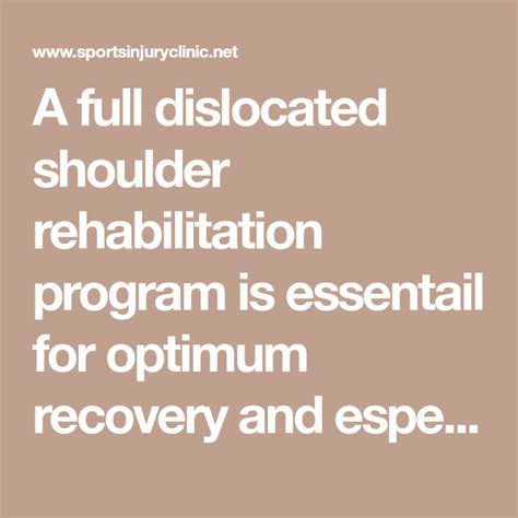 Dislocated Shoulder Rehabilitation Program In 2020 Rehabilitation