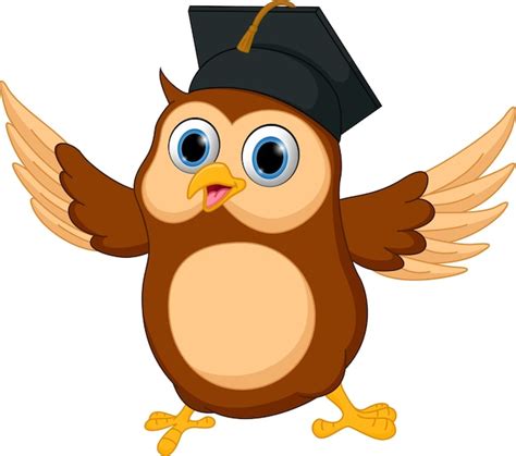 Premium Vector Happy Owl Cartoon Wearing Graduation Cap
