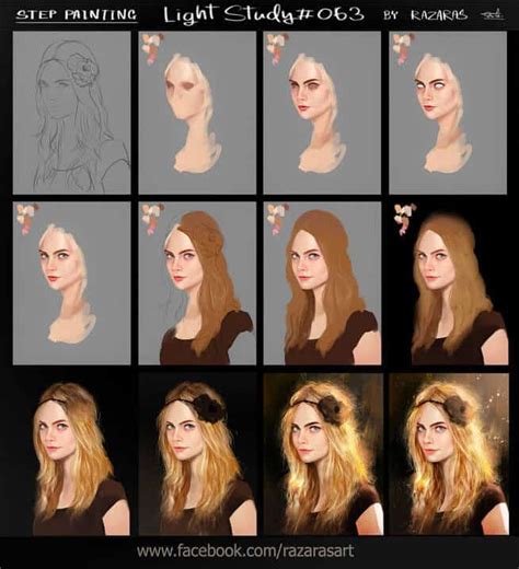 A Series Of Photos Showing How To Draw The Face Of A Woman With Long Hair