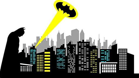 Chic Walls Removable Gotham City Skyline Batman Silhouette Logo Ray Of Light Wall Art Decor