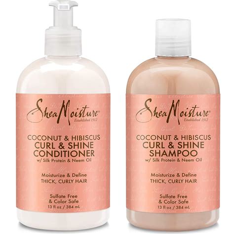 Shea Moisture Coconut And Hibiscus Curl And Shine Shampoo And Conditioner