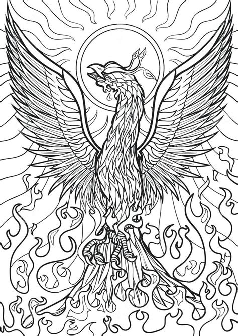 Younger children might enjoy this simplified harry potter colouring page. phoenix in flame coloring page - Google Search | Bird ...