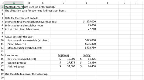 423,646 excel jobs available on indeed.com. Solved: 1 Stanford Enterprises Uses Job-order Costing 2 Th... | Chegg.com