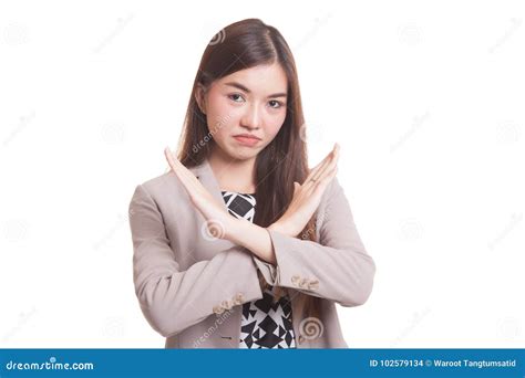 Beautiful Young Asian Woman Say No Stock Photo Image Of Serious