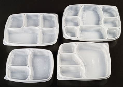 White Plastic Meal Trays Withwithout Lid For Restaurant Size 2