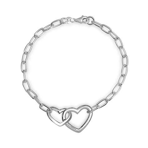 Bling Jewelry Two Interlocking Hearts Bracelet For Women For