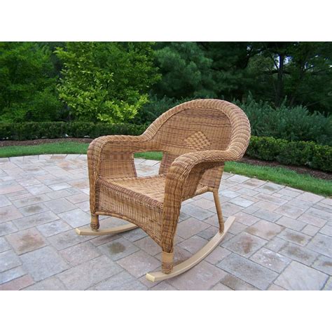 Set Of 2 Natural Brown Resin Wicker Patio Rocking Chairs 4275
