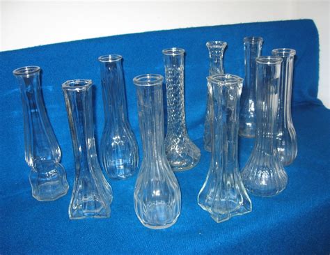 10 Vintage Clear Glass Bud Vases By Vintagegaloreandmore On Etsy