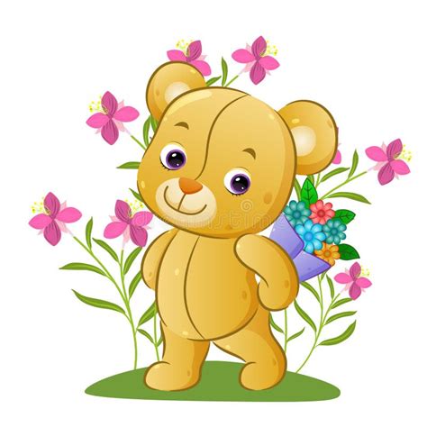 Teddy Bear Holding Flowers Stock Illustrations 250 Teddy Bear Holding