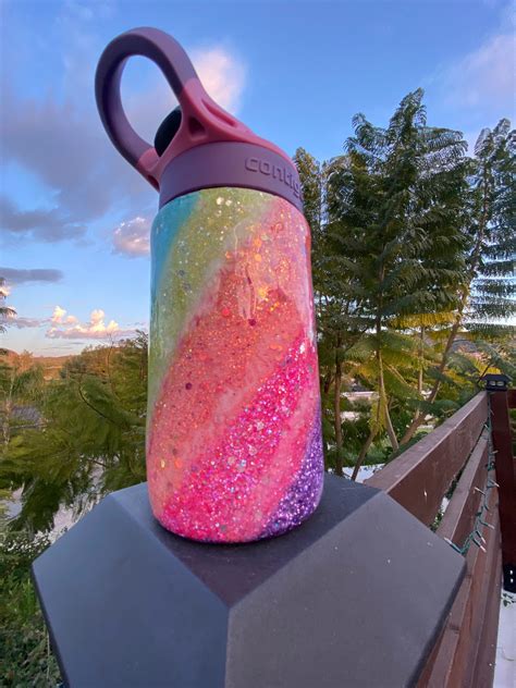 Rainbow Handmade Glitter Water Bottle Kids Sippy Cup Etsy