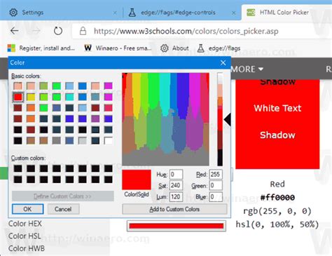 Microsoft Edge Chromium Receives Modern Color Picker